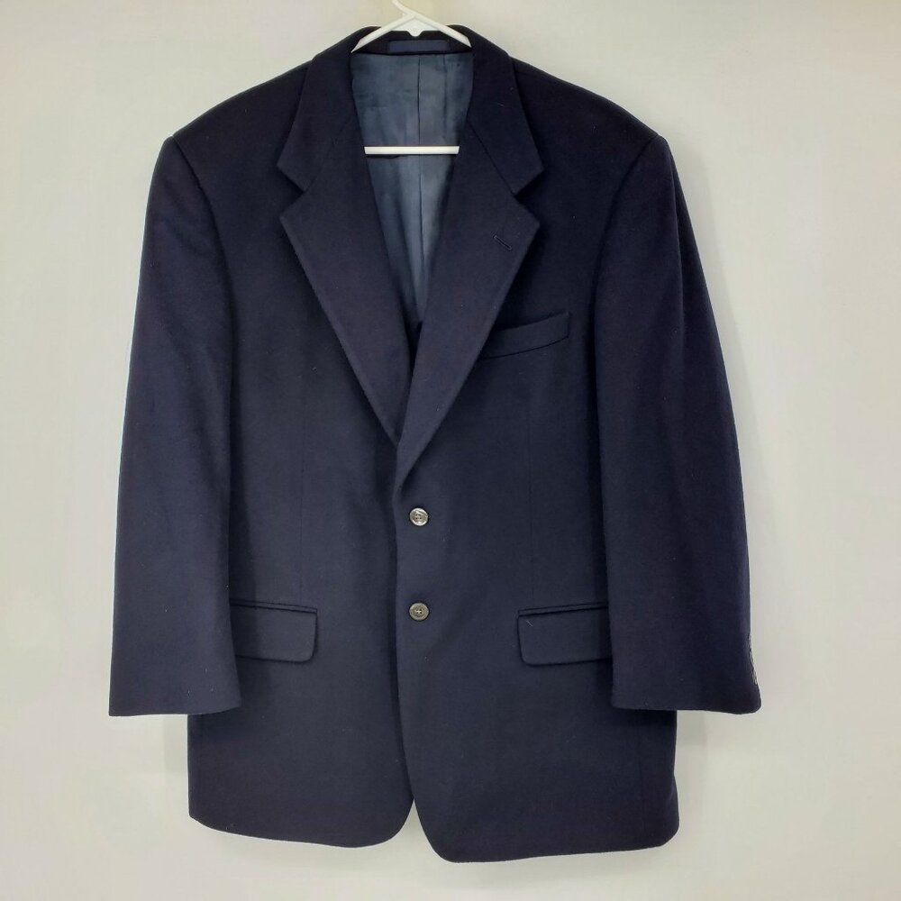 Tallia Uomo Navy Blue Wool and Cashmere Blend 2 Button Blazer Suit Jacket 41‎ R
